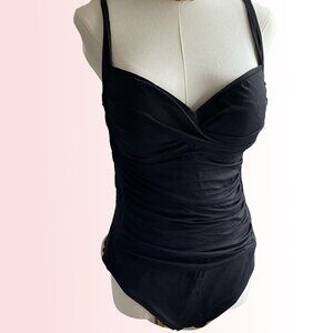 La Blanca black one piece ruched swimsuit